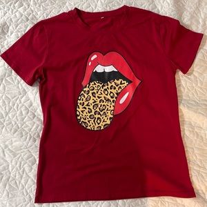 Leopard print tongue and lips
